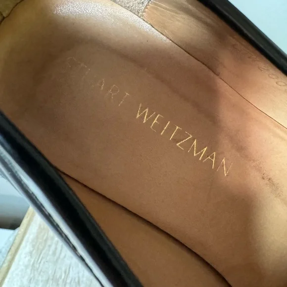 Stuart Weitzman Black Leather The Manila Tassel Slip On Loafers